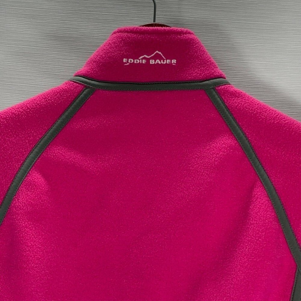 Eddie Bauer Jacket Womens Large Pink Fleece Full Zip Pockets Floral Embroidery - Picture 10 of 11